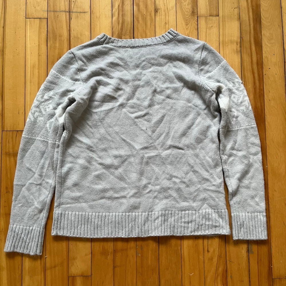 La Vie en Rose Women's Gray Reindeer Snowflake Fair Isle Knit Sweater Size S - Picture 5 of 6